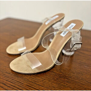 Steve Madden Women's Clearer Heeled Sandals, Clear Heel Pumps Size 10